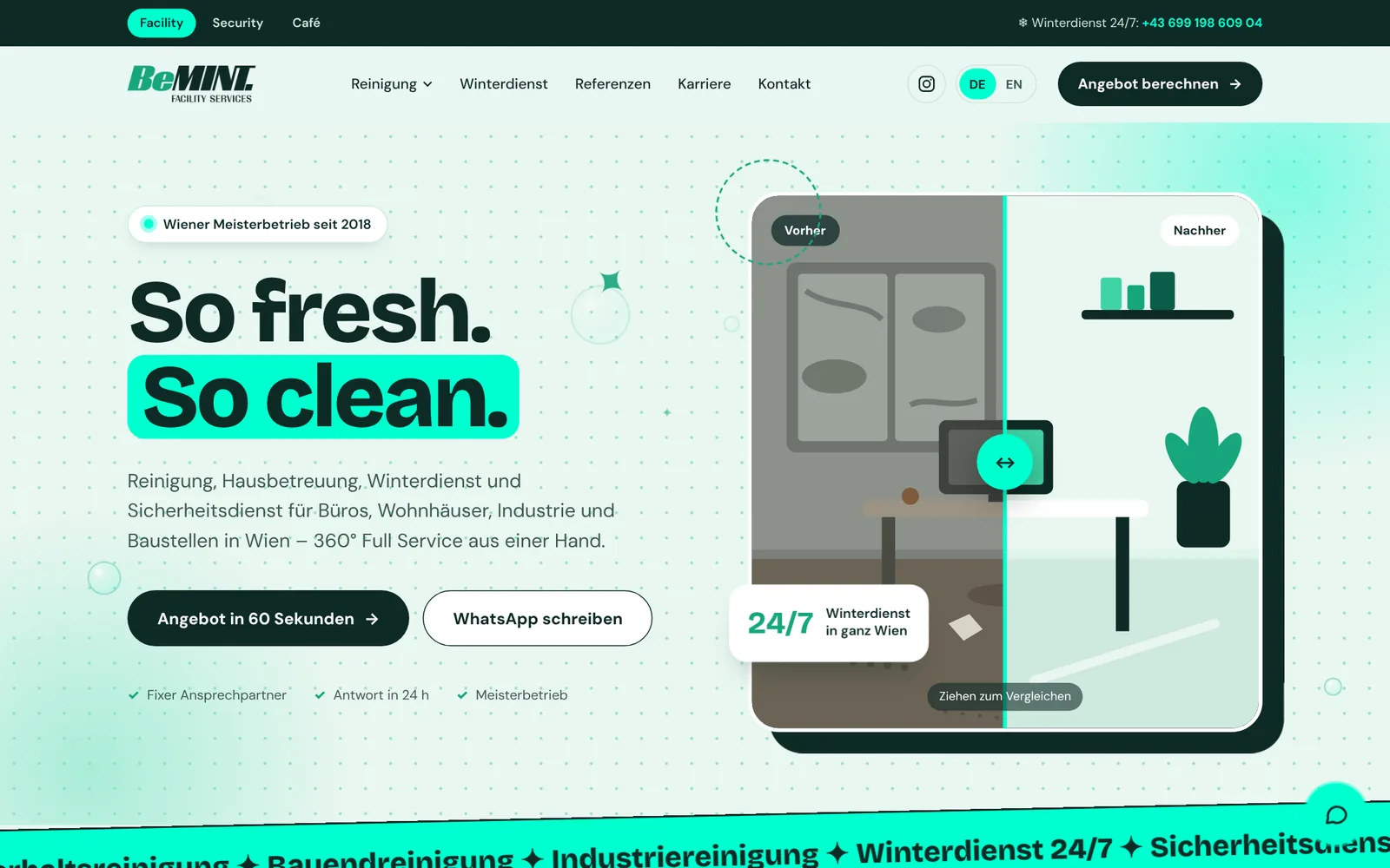 BeMINT Facility Services homepage